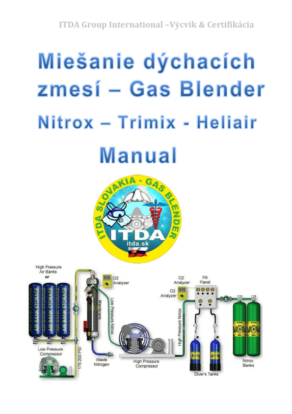 Potápačský manuál Miešanie dýchacích zmesí Gas Blender v slovenčine